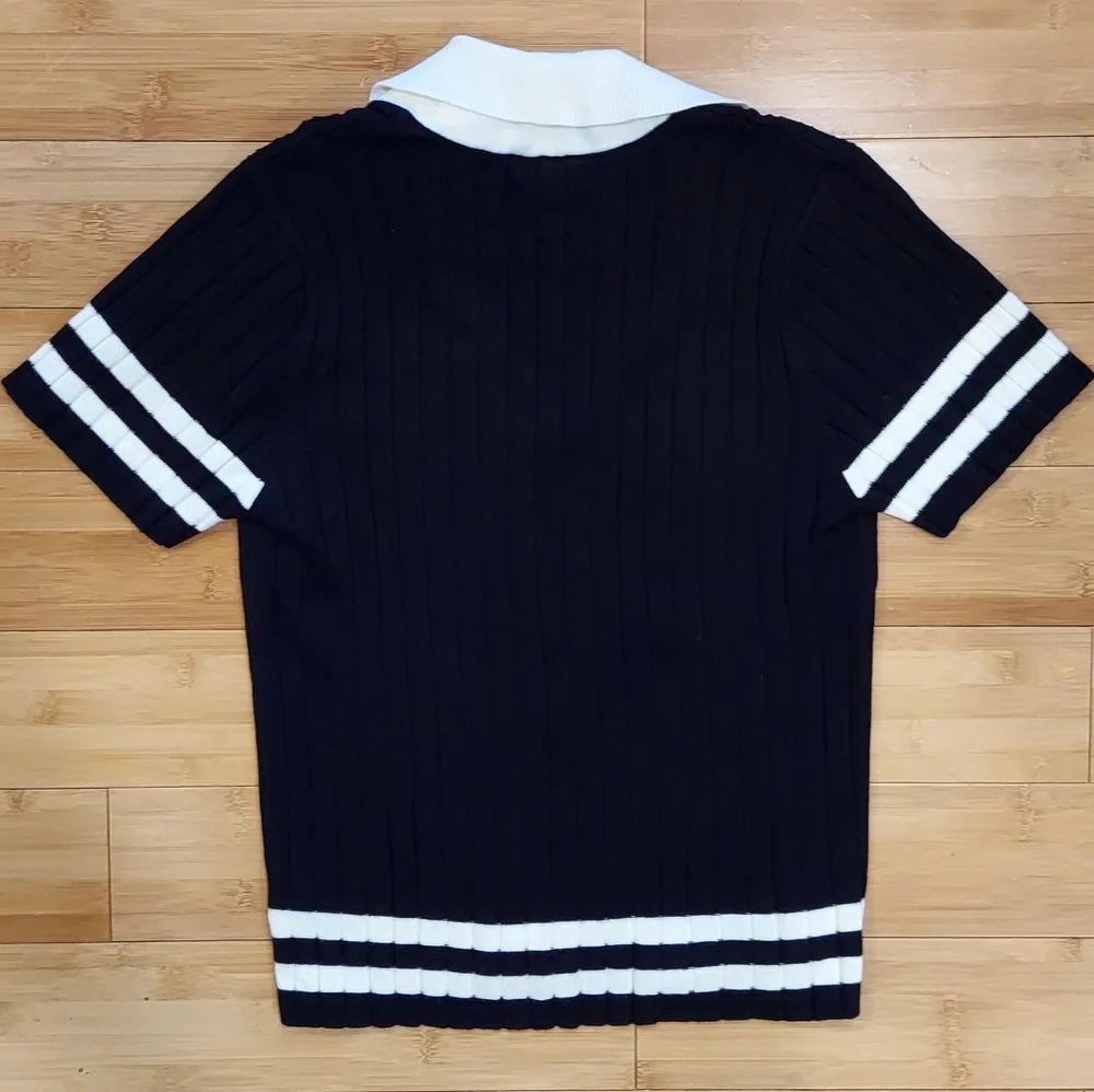 Hot Topic Black and White Pentagram Knit Top With Collar Size Medium Never Worn - Picture 4 of 6